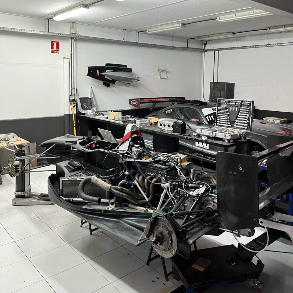 formula car in the shop