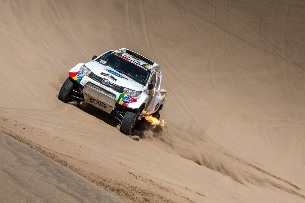 Toyota rally card spiting fire